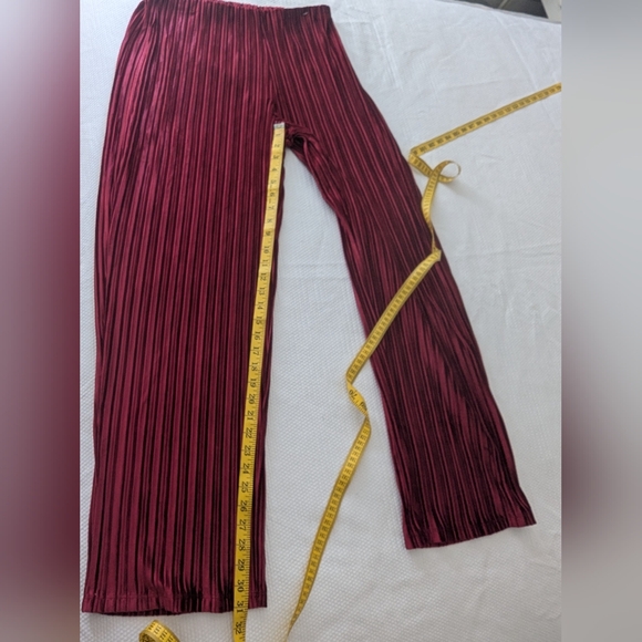 ALFANI Women's  Size Medium Wide Leg Pants Mod Shimmer Velvet Burgundy . - Picture 5 of 7